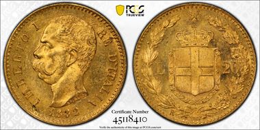 1882-R 20 L KM-21  Au MS62