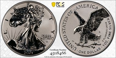 2021-S $1 Silver Eagle Rev PR - Type 2 Designer Edition PR70