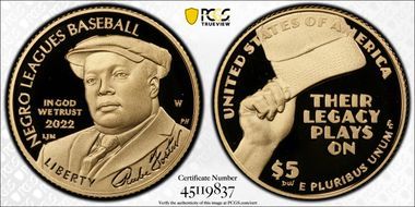 2022-W $5 Negro Leagues Baseball First Strike PR70DCAM