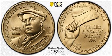 2022-W $5 Negro Leagues Baseball First Strike MS70