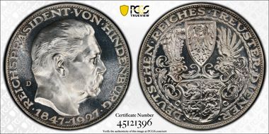 1927-D (5 Mk) Lg BAYER X-1  Ag SP66