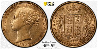 1877-S Sov S-3855 Shield AU58