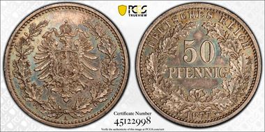 1877-A 50 Pfg Type II With Wreath J-8 PR64