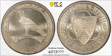 1930-A 3 Mk Rhineland J-345 MS65+