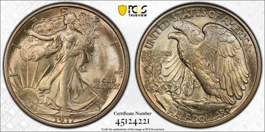 1917-S 50C Obverse MS65