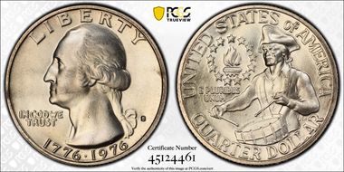 1976-S 25C Silver MS66