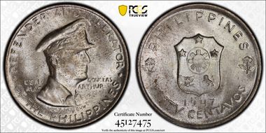 1947-S 50C Douglas MacArthur KM-184  Ag MS66