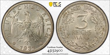 1931-A 3 Mk Regular Issue J-349 MS64