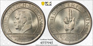 1929-F 3 Mk Constitution J-340 MS64