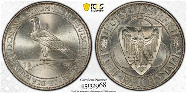 1930-A 5 Mk Rhineland J-346 MS63