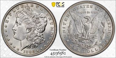 1886-O $1 VAM 1A, Clashed E AU58