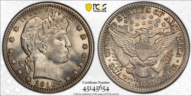 1916 25C Barber MS64