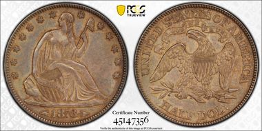 1873 50C Arrows AU58