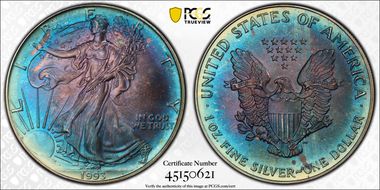 1993 $1 Silver Eagle MS68