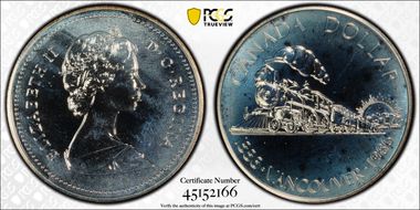 1986 S$1 Vancouver Ag SP67