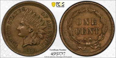 1858 1C J-208 AU58