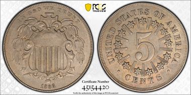 1866 5C Rays AU53
