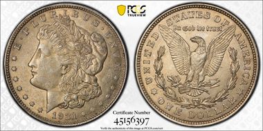 1921 $1 Morgan AU53