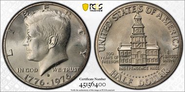 1976-S 50C Silver MS66