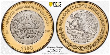 2011-Mo 100 P SUD 8 Reales Numismatic Heritage PL69