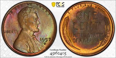 1957-D 1C MS65BN