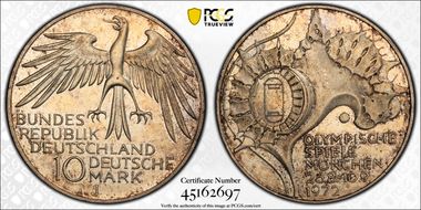 1972-J 10 Mk Munich Olympics - Stadium MS63