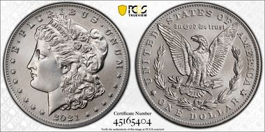 2021 $1 Morgan Dollar 100th Anniversary MS70