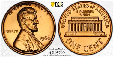 1960 1C Large Date PR67RD