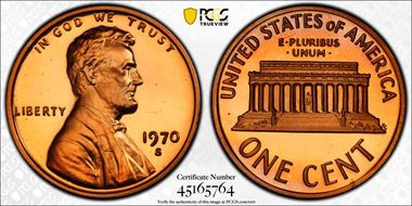 1970-S 1C Large Date PR64CAM