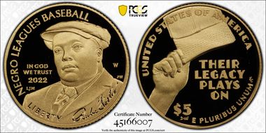2022-W $5 Negro Leagues Baseball PR70DCAM