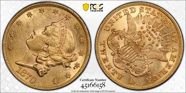 1870 $20 AU58