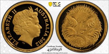 2012 5C Echidna 0.5g Gold PR70DCAM