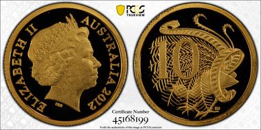 2012 10C lyre bird 0.5g Gold PR70DCAM