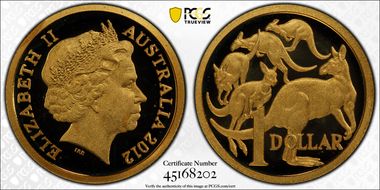 2012 $1 Kangaroo Au 0.5g Gold PR69DCAM
