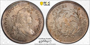 1796 $1 Small Date, Small Letters AU55