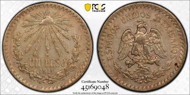 1919-M Peso KM-454  Ag AU50