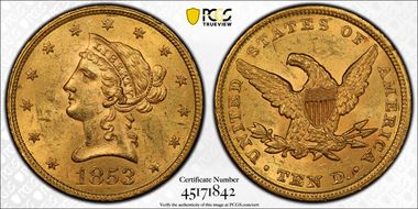 1853 $10 MS63