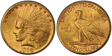 1916-S $10 MS62+