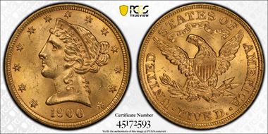 1900 $5 MS65+