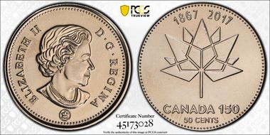 2017 50C 150th Ann. Maple Leaf MS67
