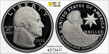 2022-S 25C Wilma Mankiller-Silver PR70DCAM