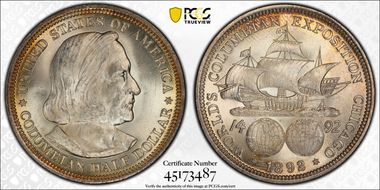 1892 50C Columbian MS65