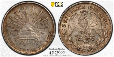 1901-Cn JQ Peso KM-409 AU55