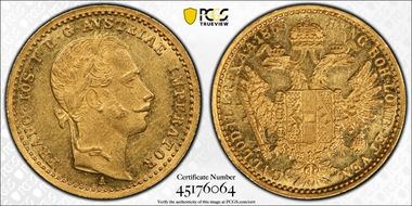 1863-A Ducat KM-2264  Au MS61