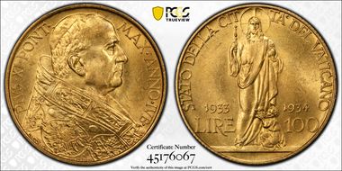 1933-34 100 L KM-19 Jubilee MS64