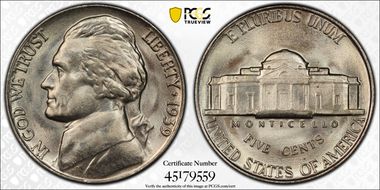1939 5C Reverse of 1940 MS66