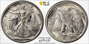 1944-D 50C FS-901 Hand Engraved Initials MS66