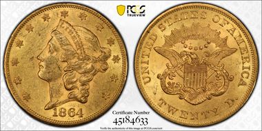 1864 $20 MS61