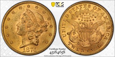 1874 $20 MS62