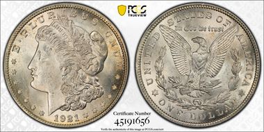 1921 $1 Morgan MS63